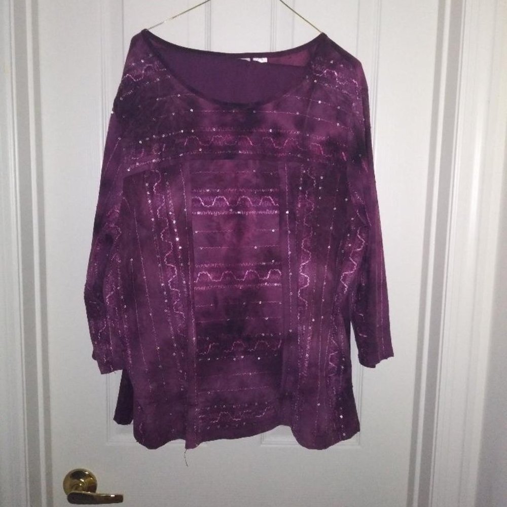 Alfred Dunner plum pant and blouse set Size XL